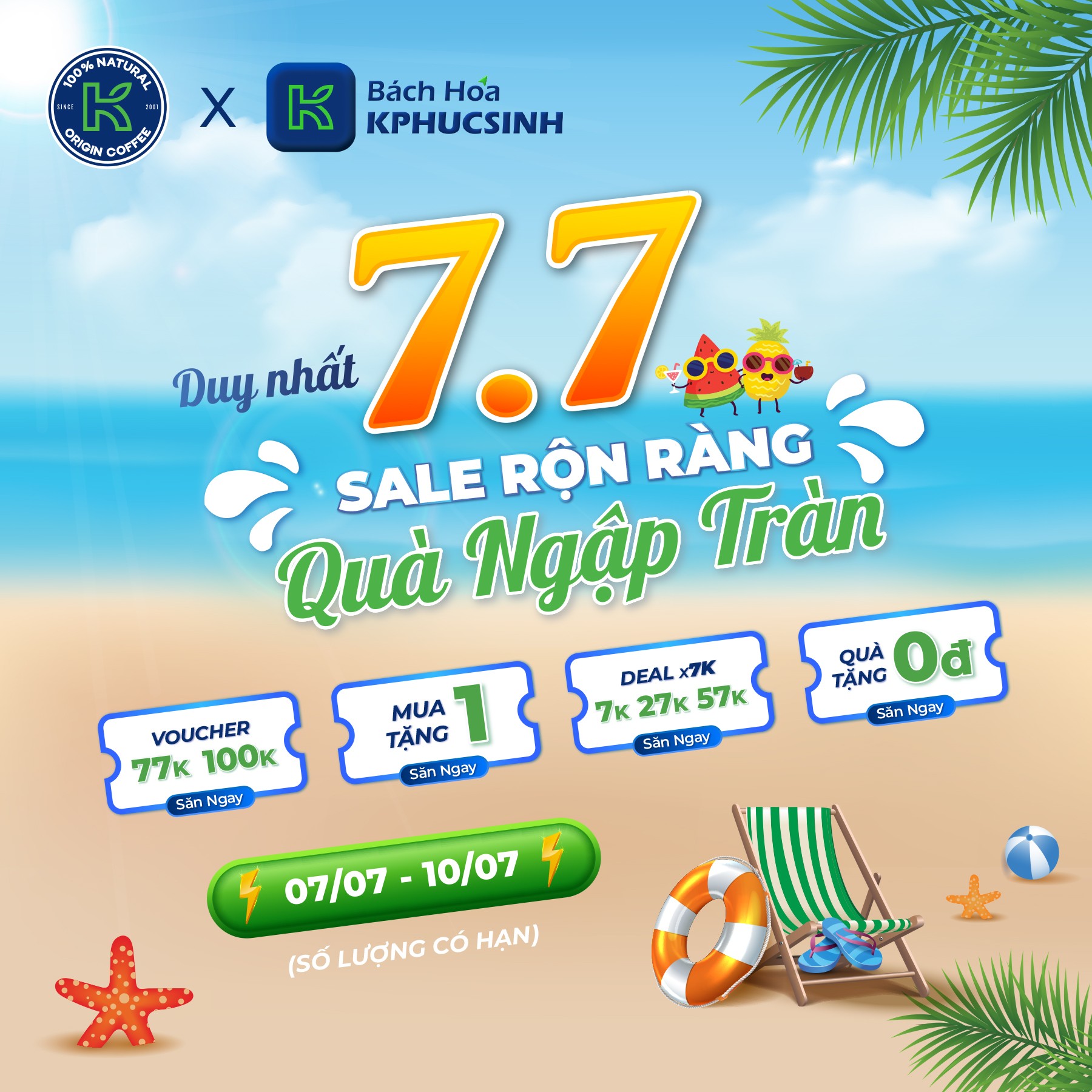 SALE RỘN RÀNG, QUÀ NGẬP TRÀN DUY NHẤT 7.7
